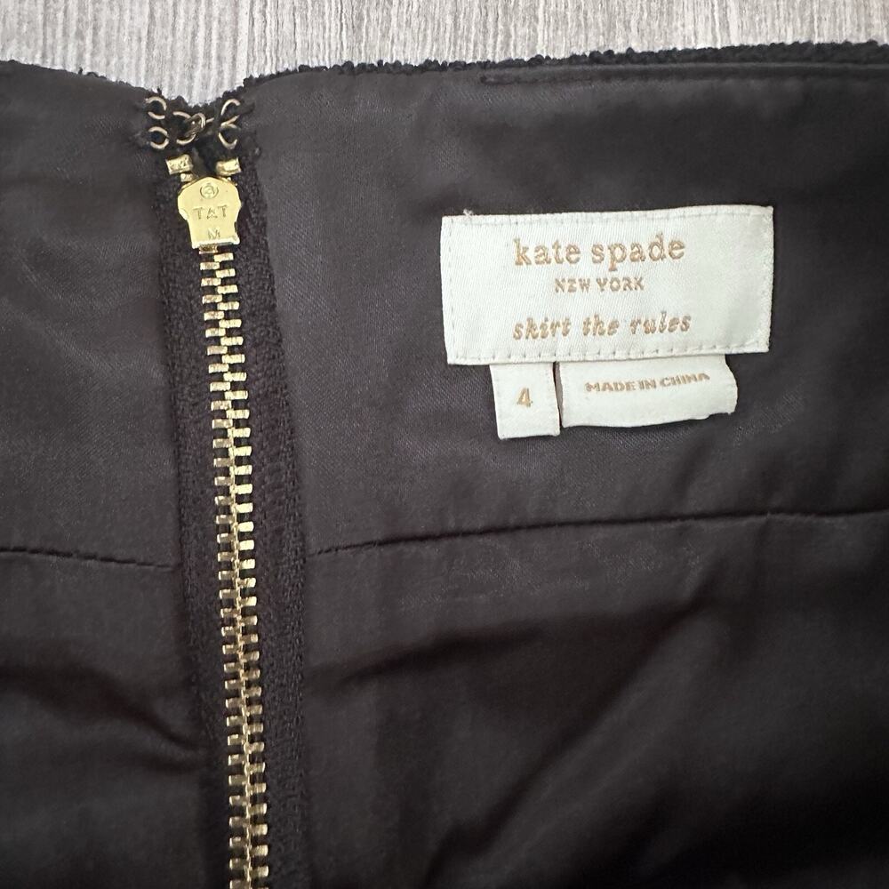 Kate Spade Classy Feminine Skirt The Rules Black Chain A Line Skirt Tweed Size 4 - Picture 4 of 14